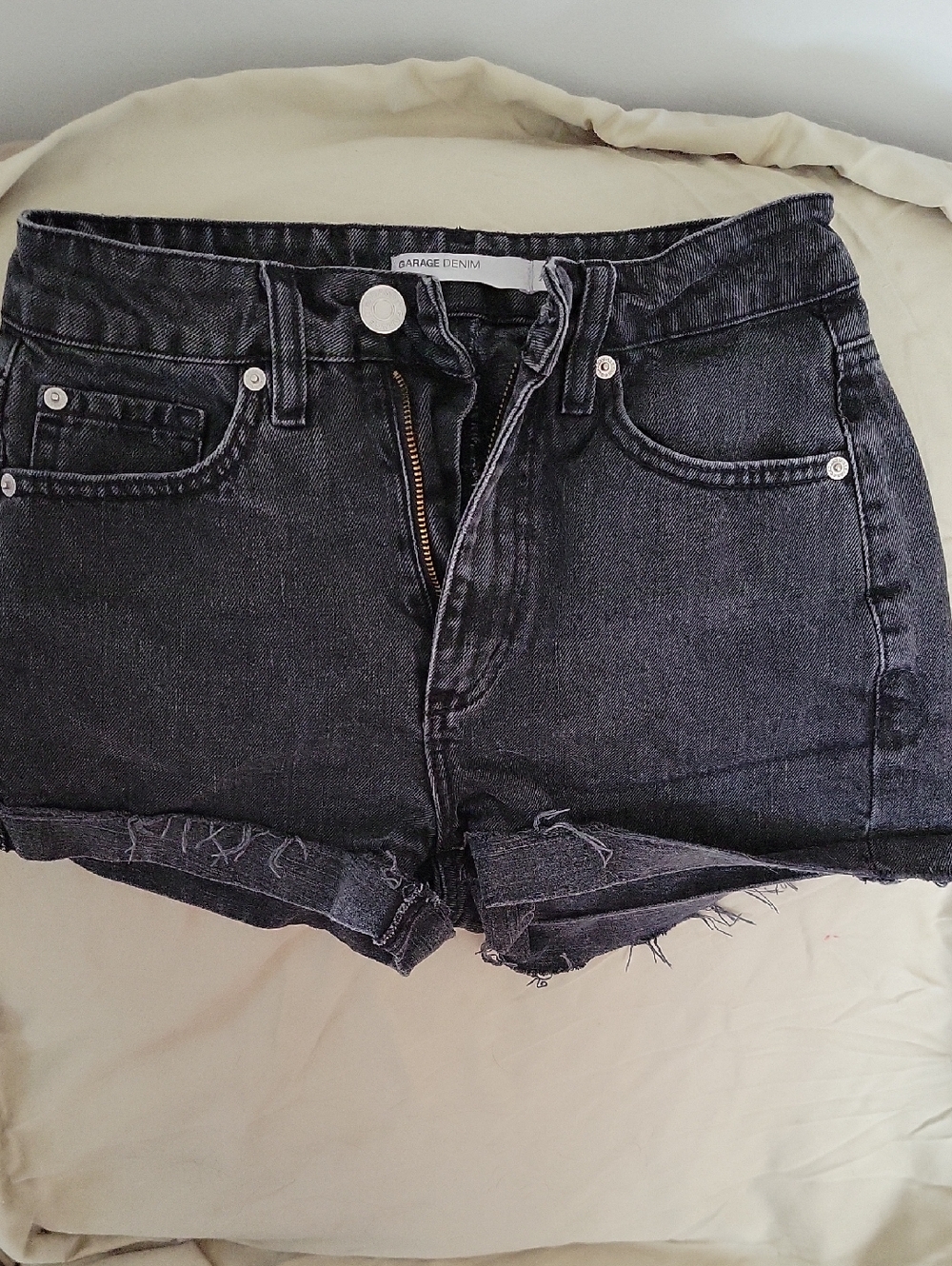 Garage Black Washed Denim Cutoff Shorts